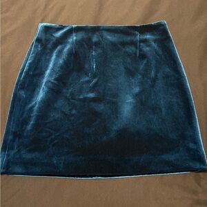 Topshop Velvet A-Line Skirt in Teal